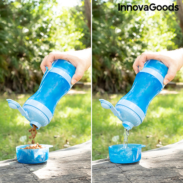 Botella 2 en 1 con recipientes para agua y comida para mascotas Pettap