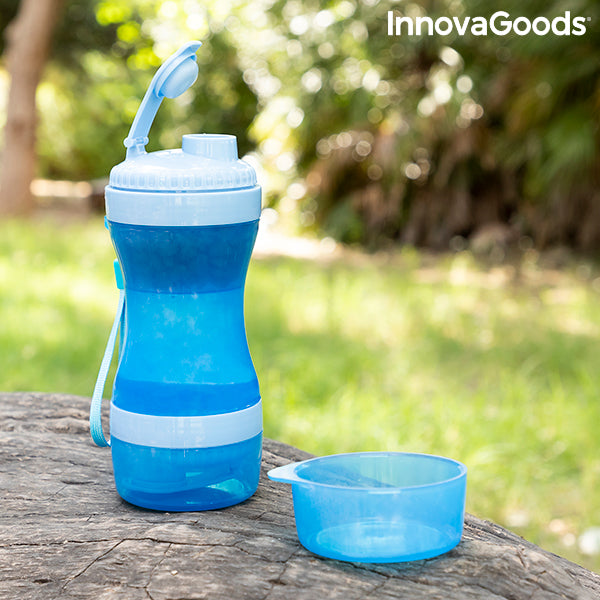 Botella 2 en 1 con recipientes para agua y comida para mascotas Pettap