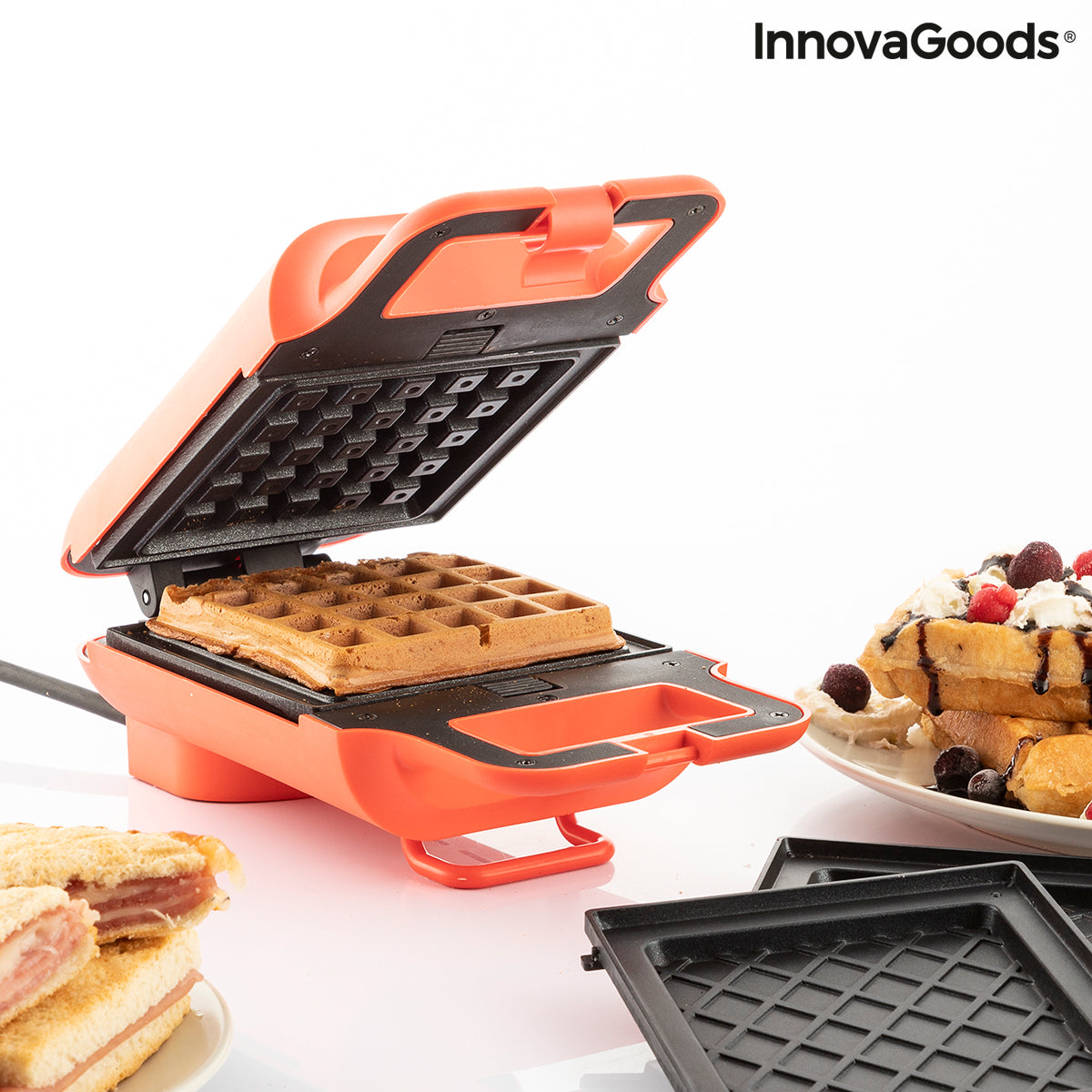 2-in-1 Waffle and Sandwich Maker with Recipes Wafflicher InnovaGoods
