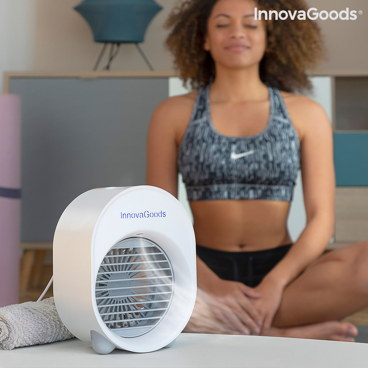 Mini enfriador de aire ultrasónico y humidificador con LED Koolizer InnovaGoods