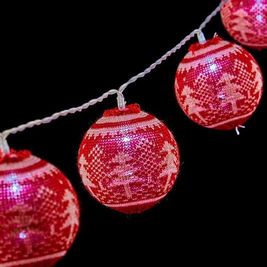 Couronne de boules LED 2 m Sapin de Noël Ø 6 cm Rouge Blanc