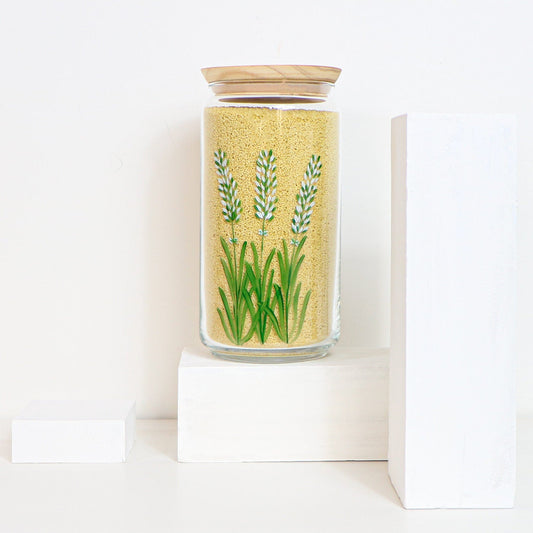 Le Lavande - Bocal en verre 1.5L peint à la main