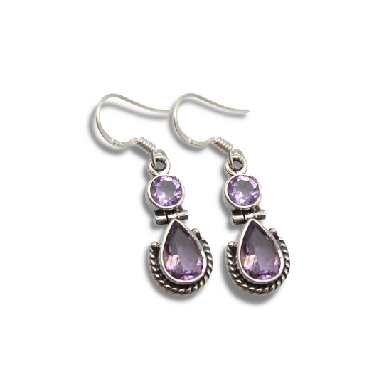 Boucles d'Oreilles "Vénus" en Améthyste et Argent 925