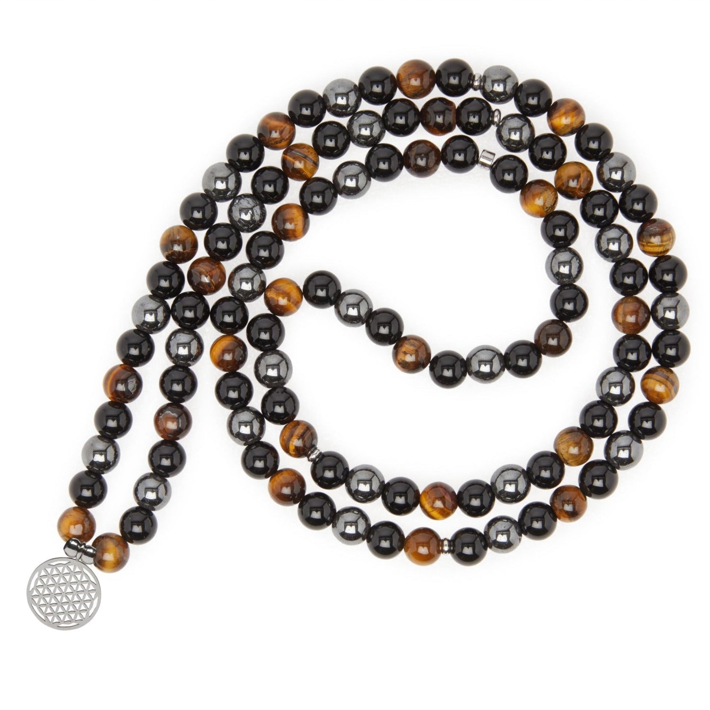 Bracelet "Triple Protection" de 108 perles en Oeil de Tigre, Hématite