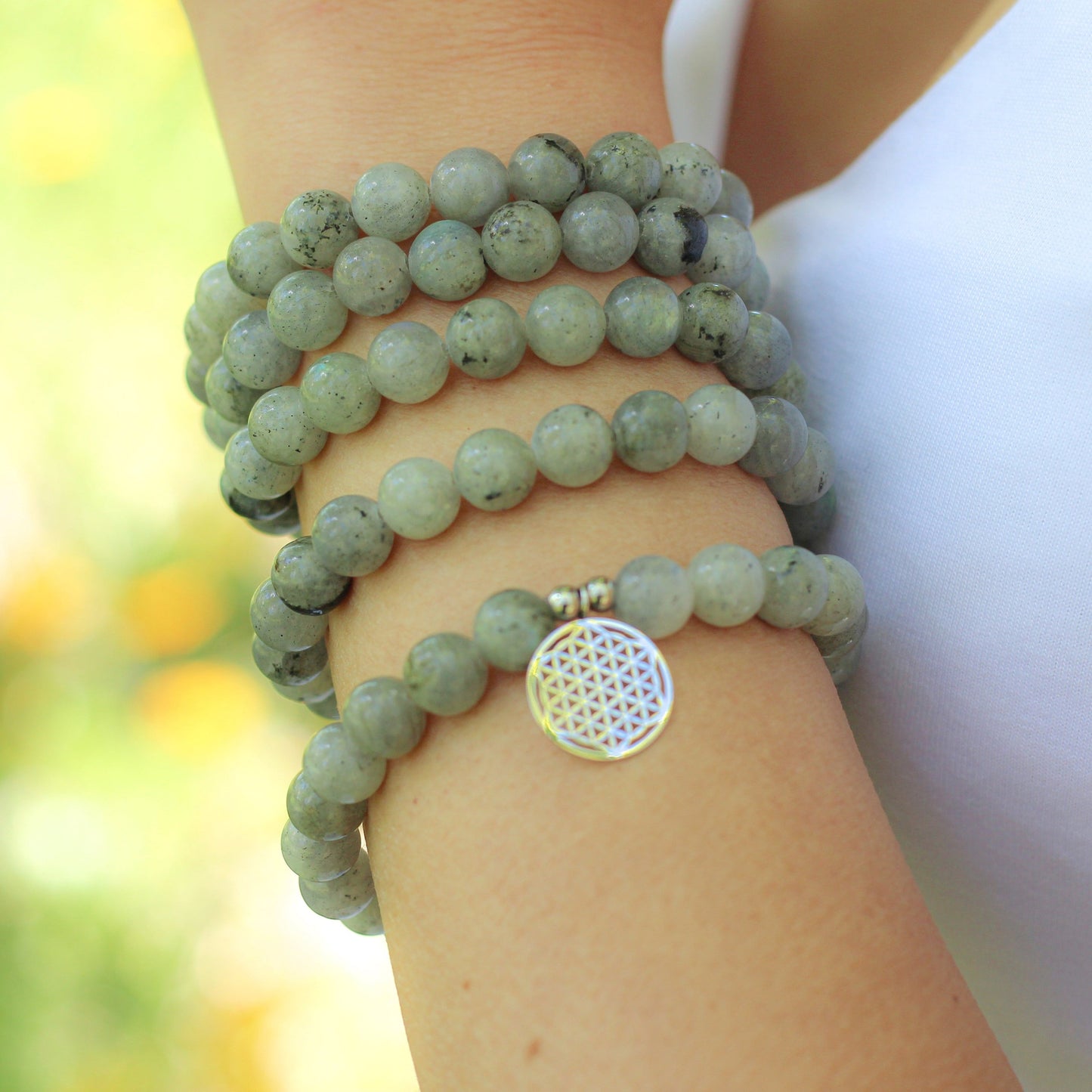 Bracelet Mala "Miroir Émotionnel" en Labradorite