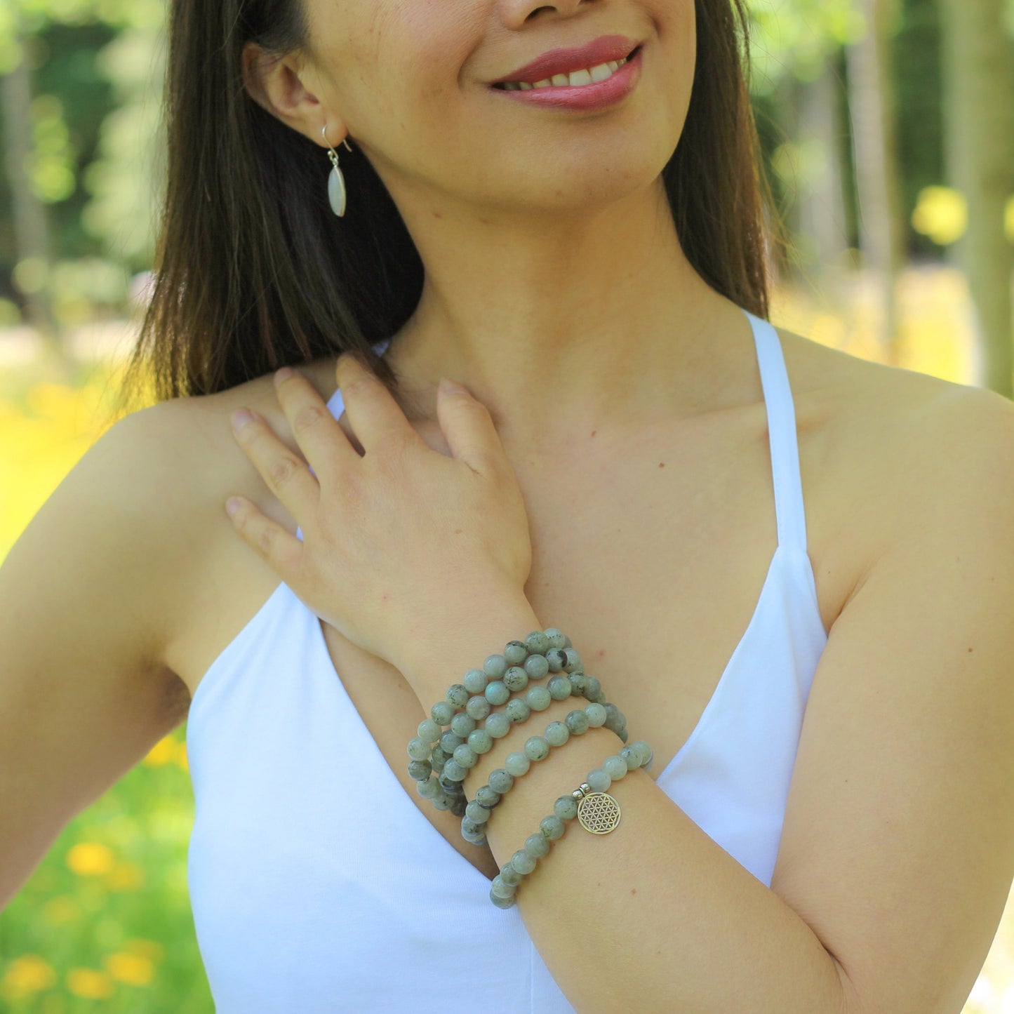 Bracelet Mala "Miroir Émotionnel" en Labradorite
