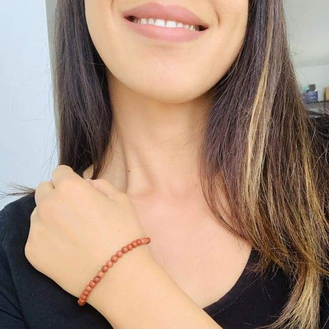 Mini Bracelet en Jaspe Rouge "Energie"