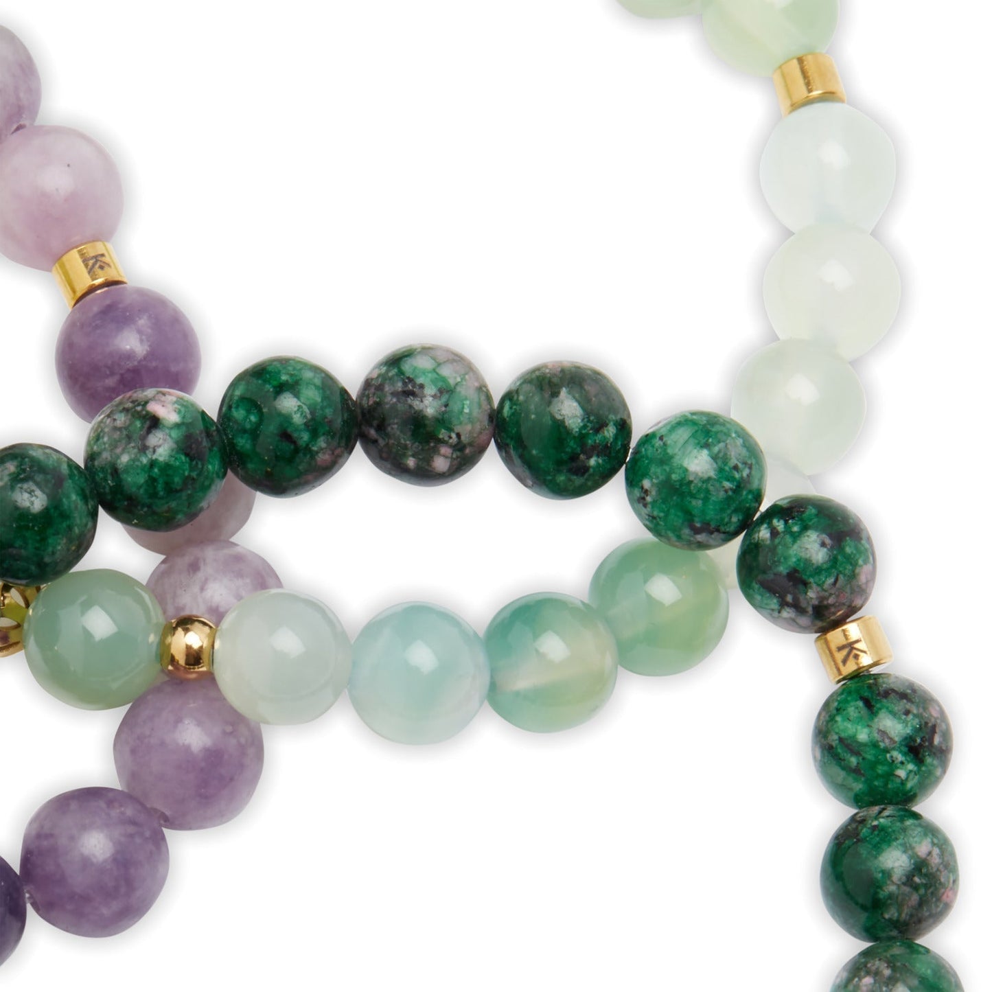 Triple Bracelets "Libération Émotionnelle" en Lépidolite, Clinozoïsite