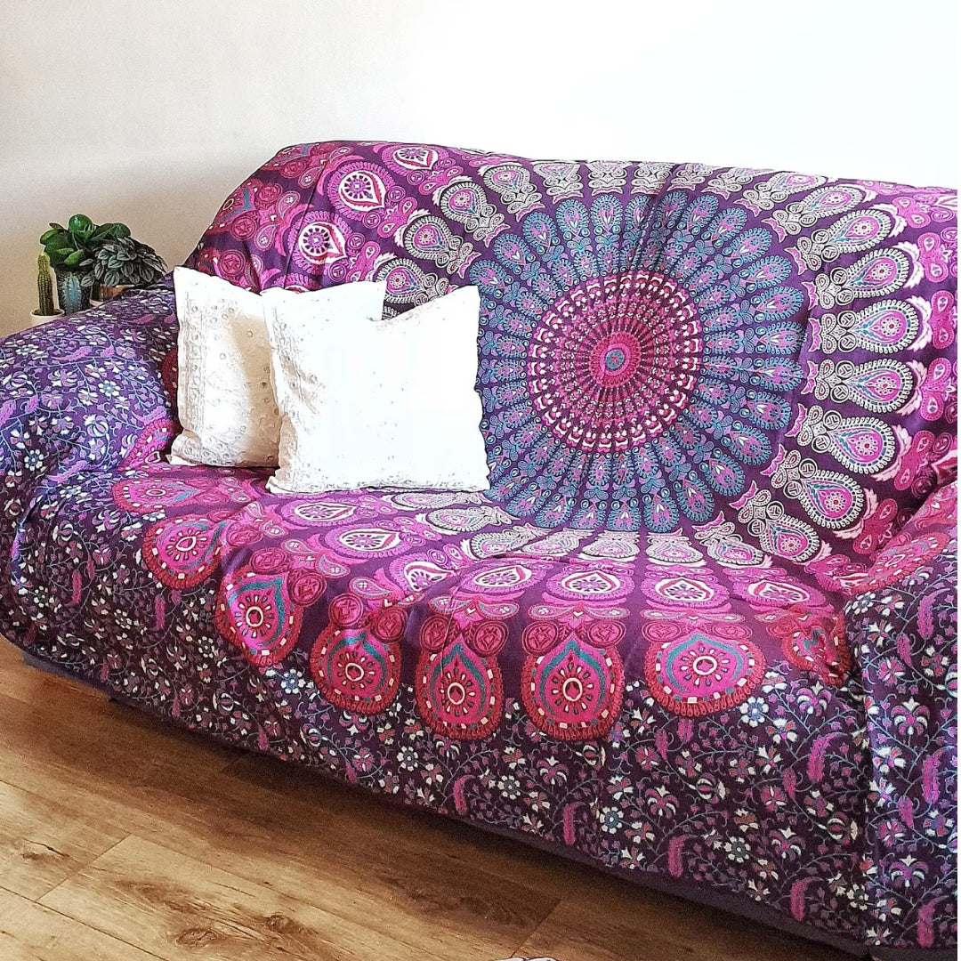 Tenture murale en algodón "Mandala Multicolore Appaisant" 