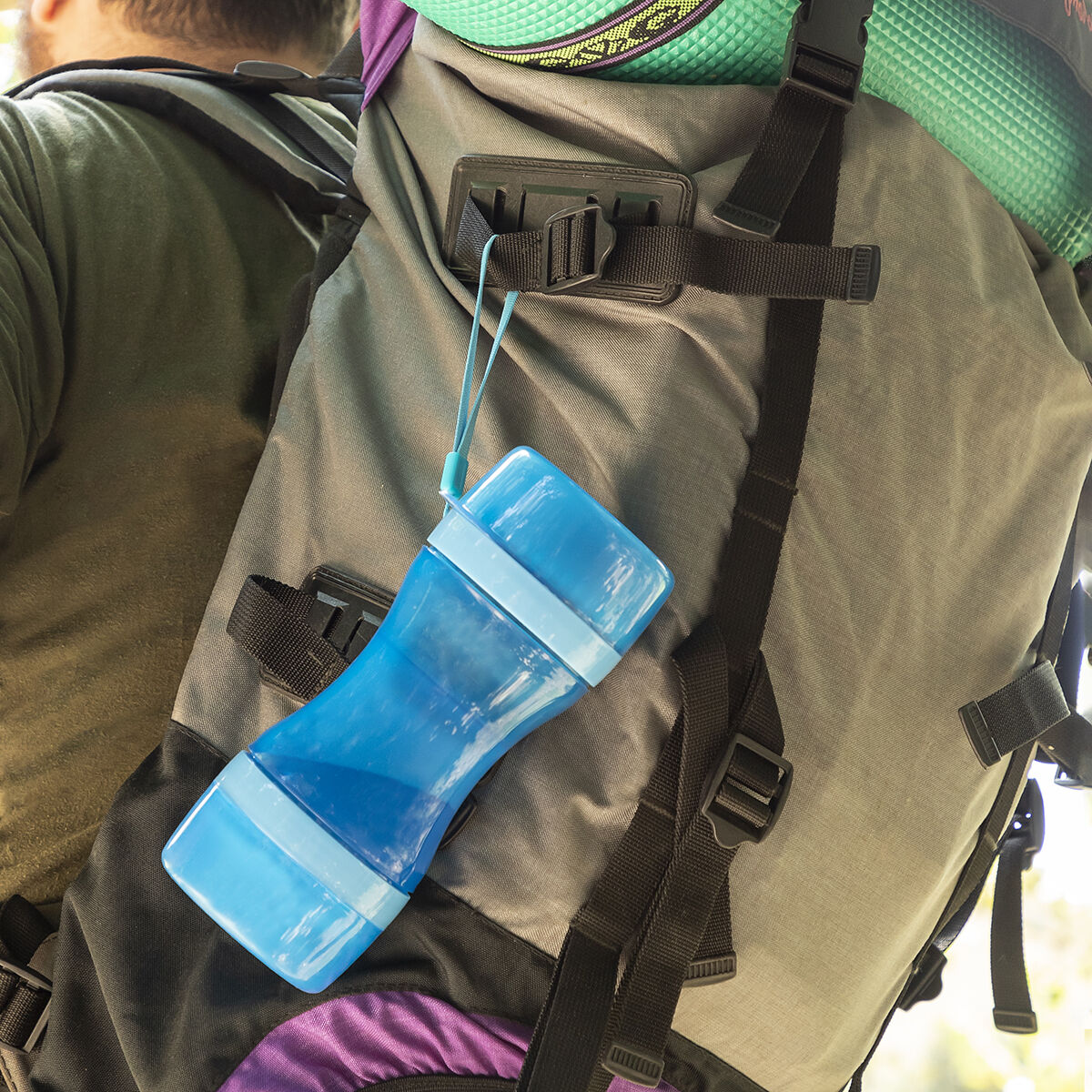 Botella 2 en 1 con recipientes para agua y comida para mascotas Pettap