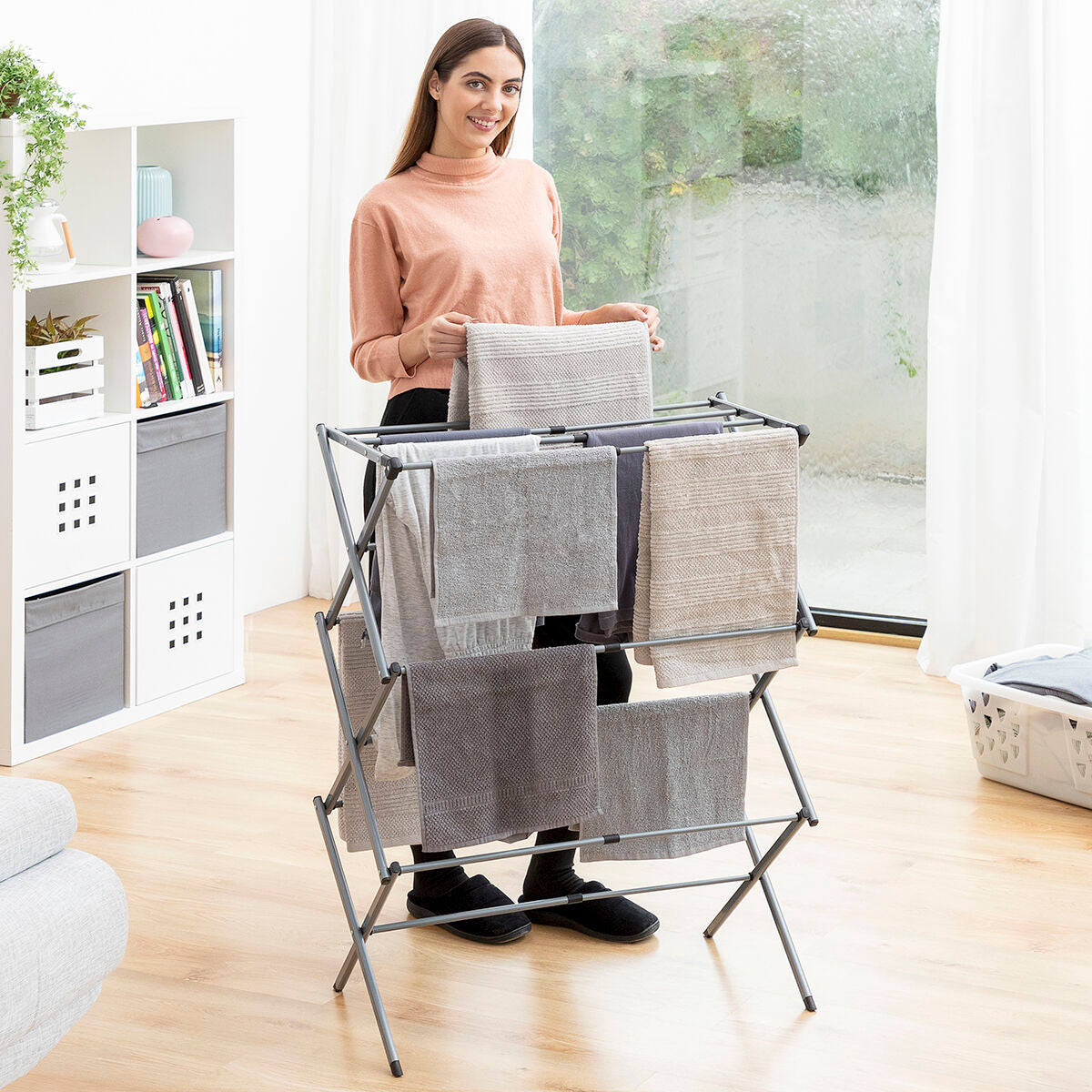 Folding and Extendable Metal Clothes Dryer with 3 Levels Cloxy