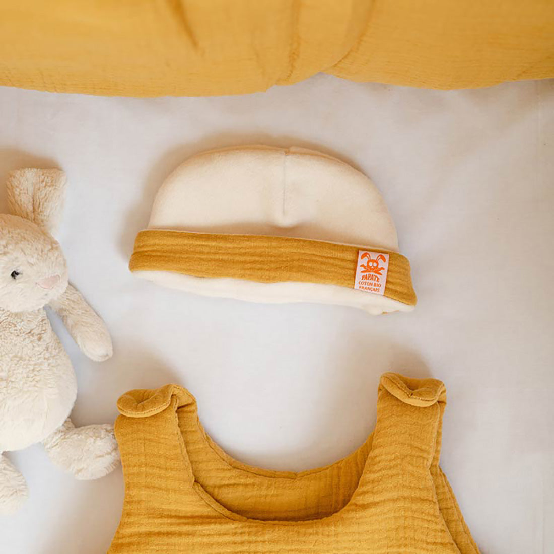 Gorro para recién nacido de algodón orgánico - Miel
