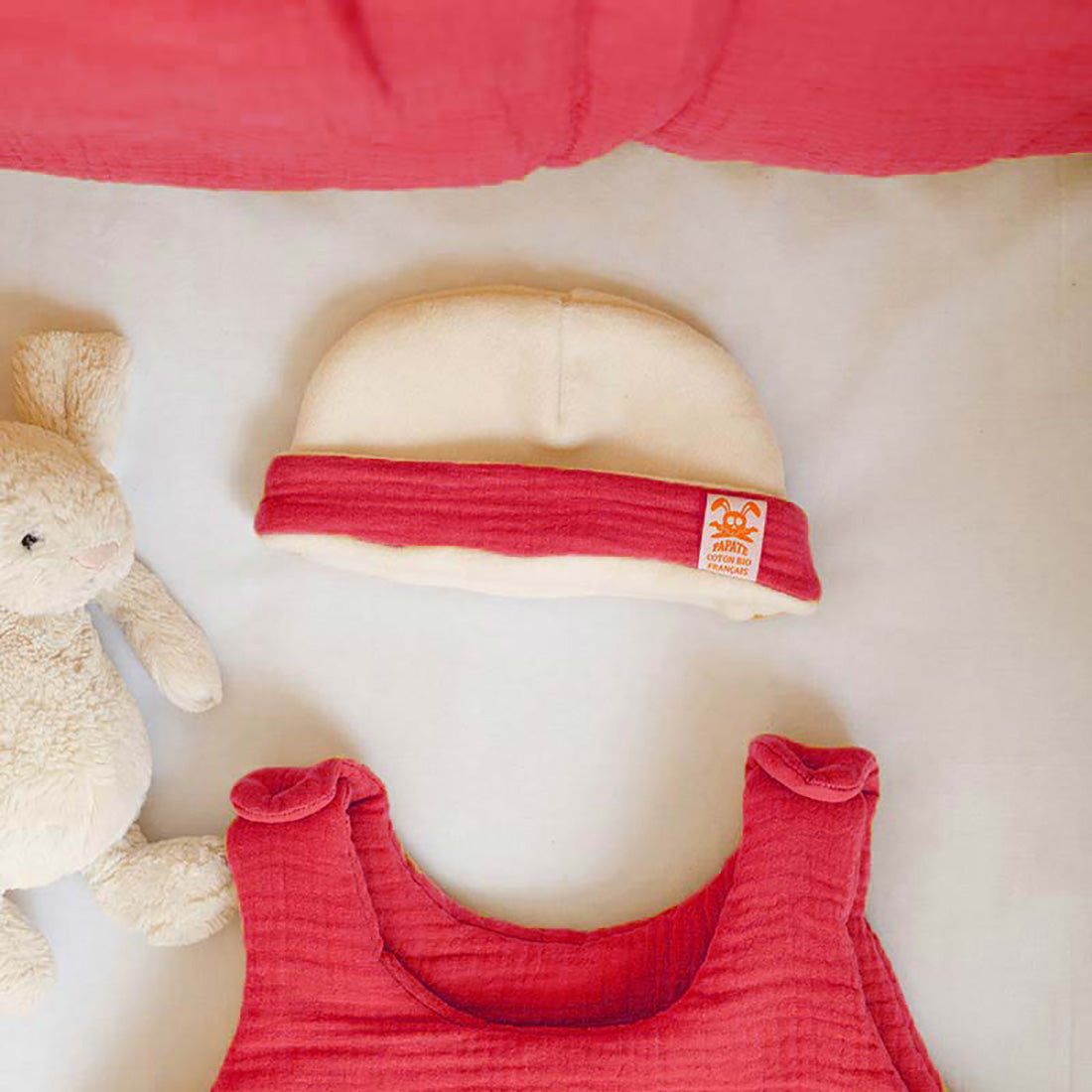 Gorro para recién nacido de algodón orgánico - Fresa