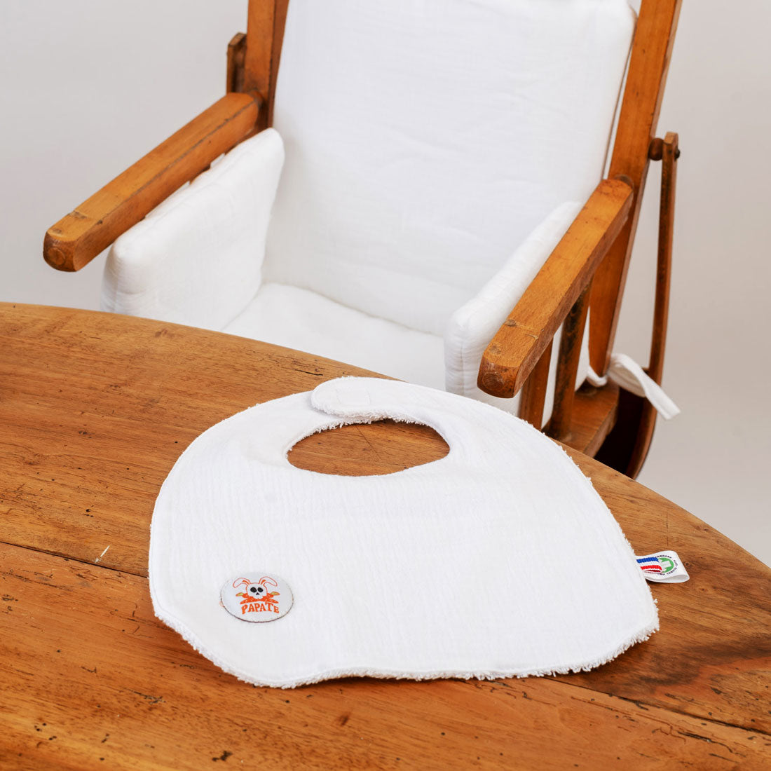 Babero de algodón orgánico - Blanco