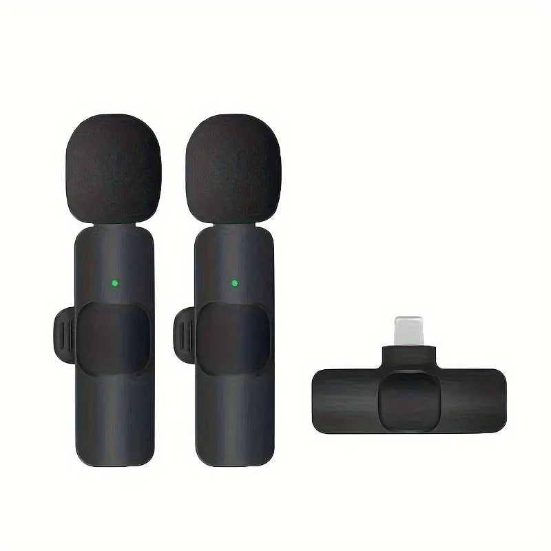2 micrófonos inalámbricos para grabación de video y podcasts con reducción de ruido incorporada