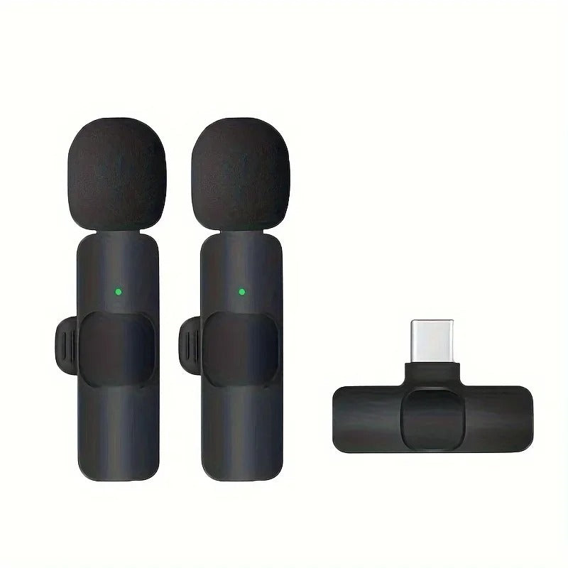 2 micrófonos inalámbricos para grabación de video y podcasts con reducción de ruido incorporada