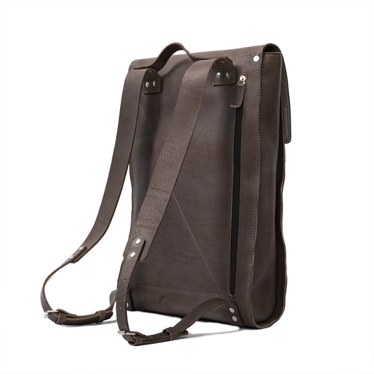 Mochila de cuero para portátil - Minimalista (gris)