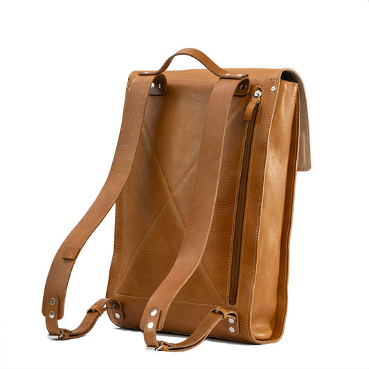 Mochila de cuero para portátil - Minimalista (bronceado)