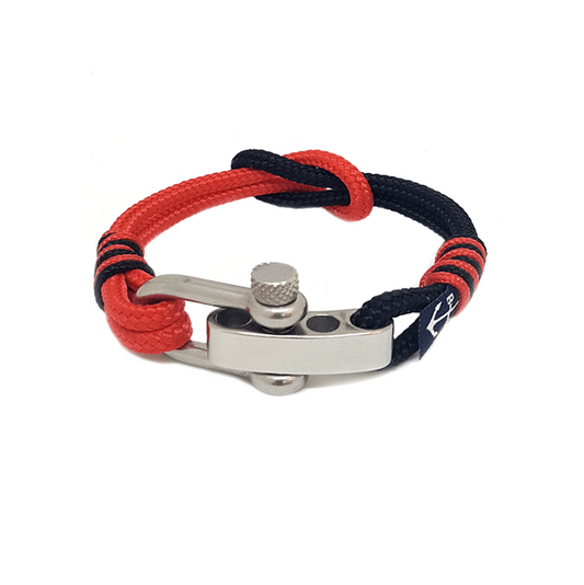 Pulsera negra y roja con grillete ajustable