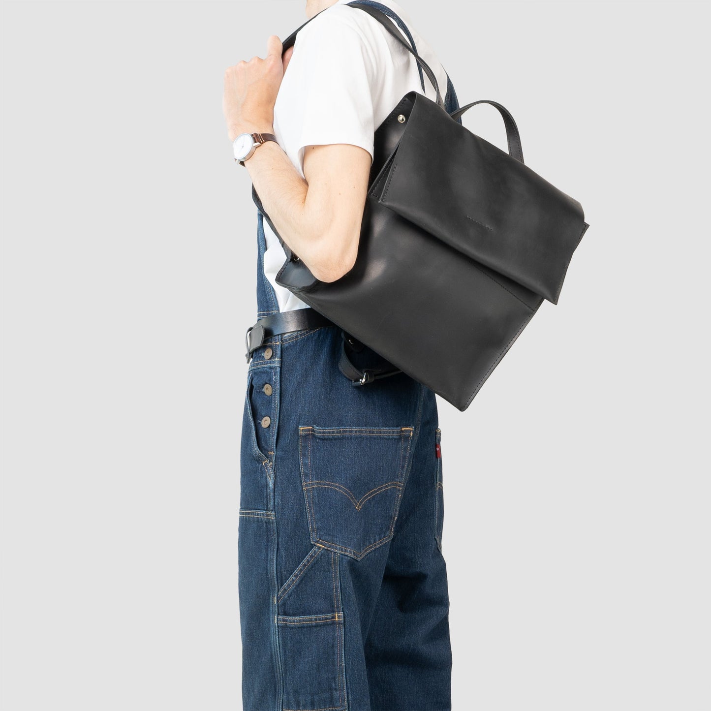 Mochila de cuero - Fi (Negro)